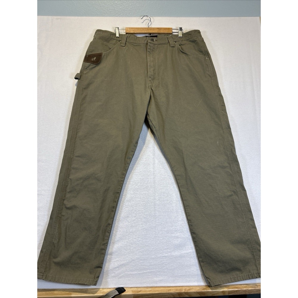 Wrangler Riggs Pants Mens 42x32 Beige Ripstop Workwear Carpenter Canvas J074